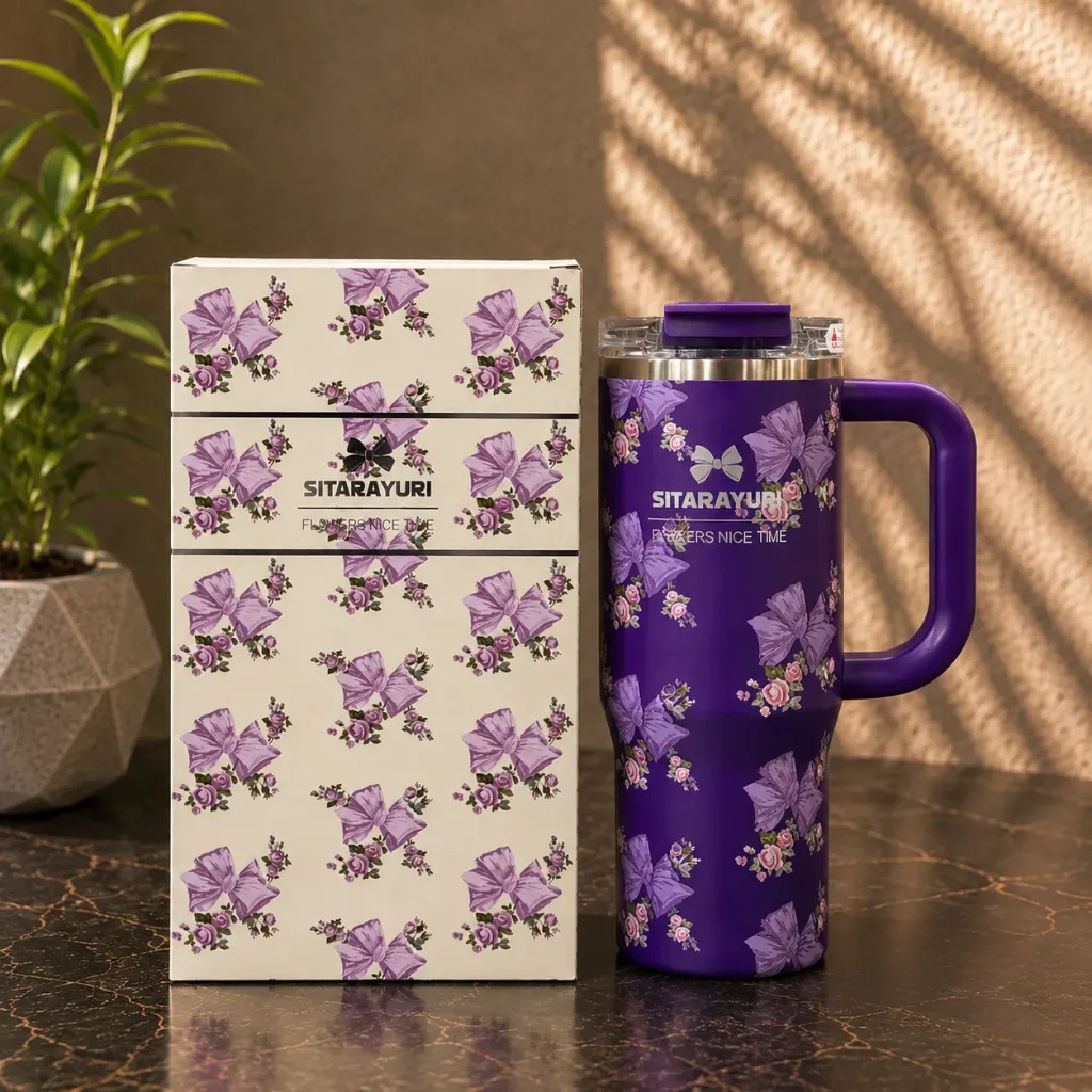 Sitarayuri 900ml Floral Bow Print Dual-Chug Tumbler