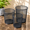 Black Metal Mesh Wire Round Dustbin