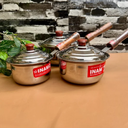 Heavy Gauge Stainless Steel Sauce Pan with Wooden Handle & Lid