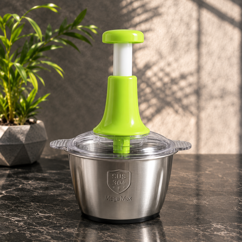 Manual Hand Press Stainless Steel Chopper — 2Ltr