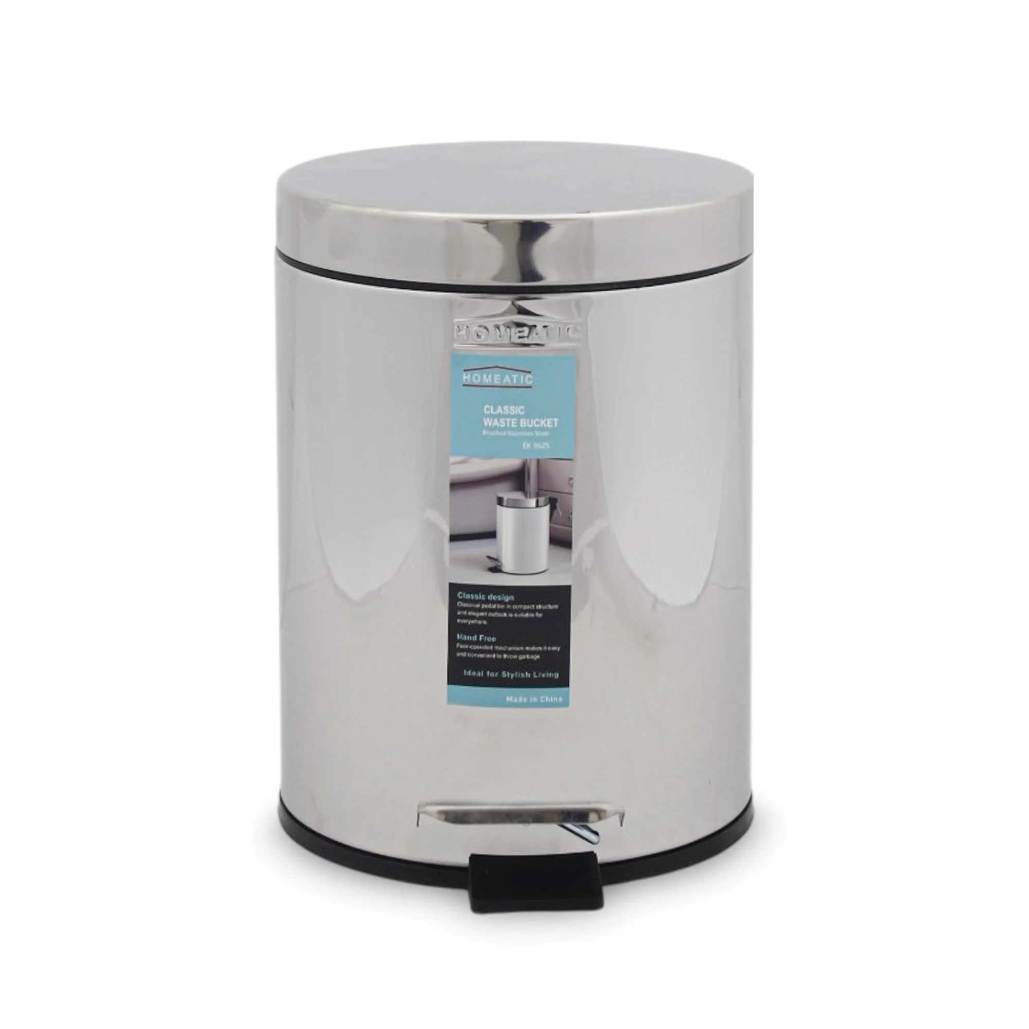 Homeatic Stainless Steel Pedal Waste Bin — Multiple Sizes
